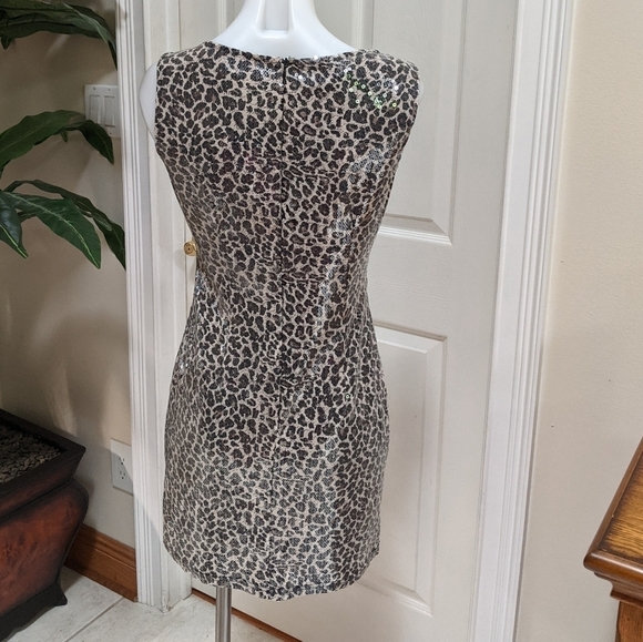 Aqua Women's Sequined Animal Print Mini Dress Sz M - Picture 2 of 9